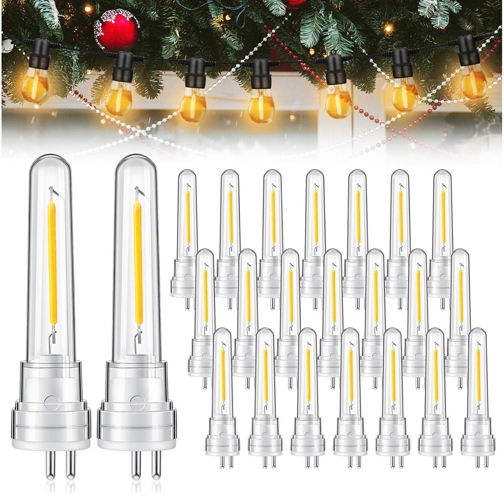 24 Pack S14 LED Replacement‎ Bulbs 1.5W 2 Prong 2700K Warm White Outdoor String